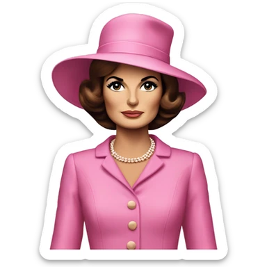 Jackie Kennedy day of assasination in pink suit with hat sticker