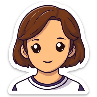 Fille brunette avec cheveux chatin et yeux marrons  sticker