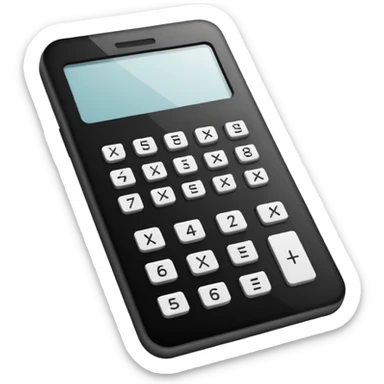 Minimalistic flat vector icon, iOS style, thin black contour on white background. Calculator and geometric shapes (triangle, circle). No text, no shadows. sticker