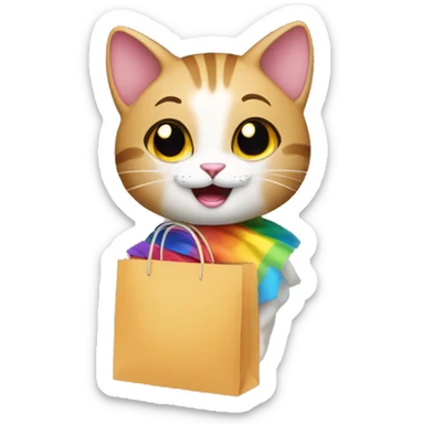 happy gay cat on a shopping spree sticker