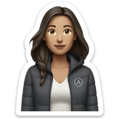 brunette women wearing a lululemon jacket  sticker