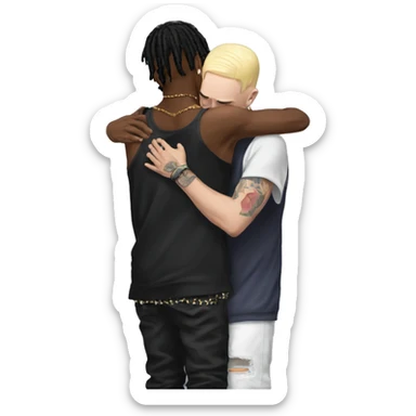 eminem and playboi carti hugging sticker