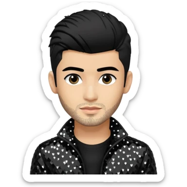 Zayn Malik from One Direction with light skin, black hair, black sequin outfit sticker