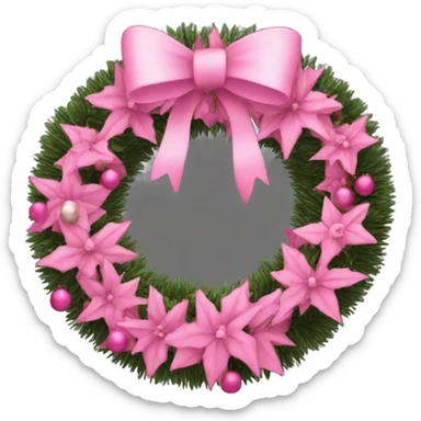 Pink Christmas wreath sticker