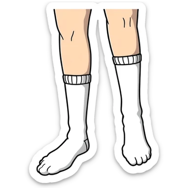 woman's feet wearing white crew socks viewed from directly underneath showing soles sticker