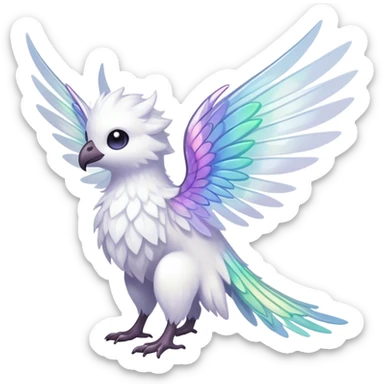  Iridescent white pale wings-ears, fairy-like-fakemon-creature  sticker