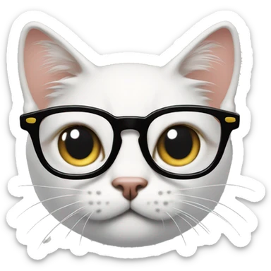 cat with glasses on ￼ sticker