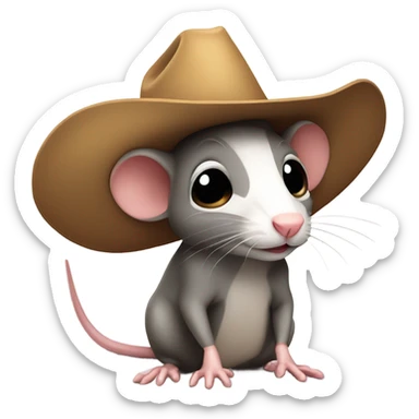Cute rat wearing an oversized cowboy hat sticker