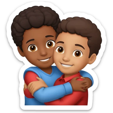 black little girl and hispanic little boy couple hugging sticker