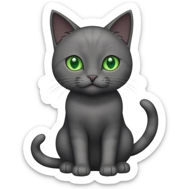 full body completely solid dark grey cat with green eyes and white paws sticker