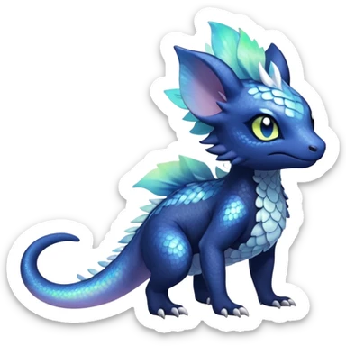 Colorful Iridescent Exotic Nebulae Salandit-Meowstic-Amaura-Fakémon-hybrid-creature (full body)  sticker