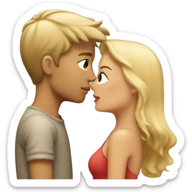 blonde boy and tan girl kissing  sticker