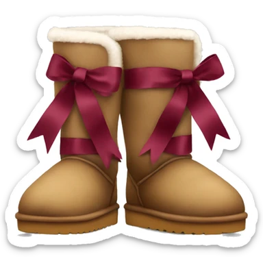 uggs shoes with burgundy ribbon on the side sticker