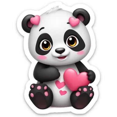 Panda con corazones rosados 🩷 sticker