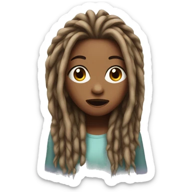 surprised girl with dreadlocks sticker