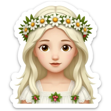 Девочка в белом платье на празднике Ивана Купала sticker