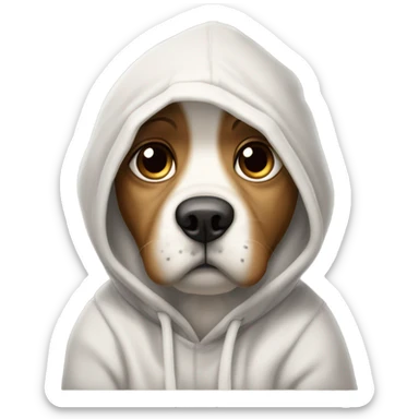 Sad dog wearing a hoodie sticker