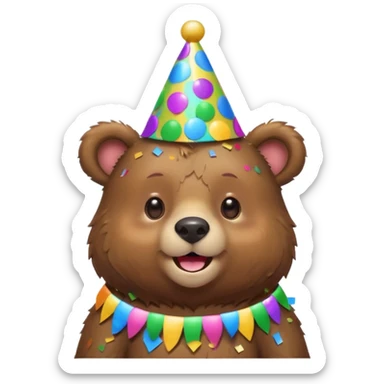 Partying bear cub with confetti  sticker