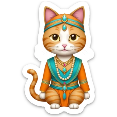cat wearing indian clothes sticker