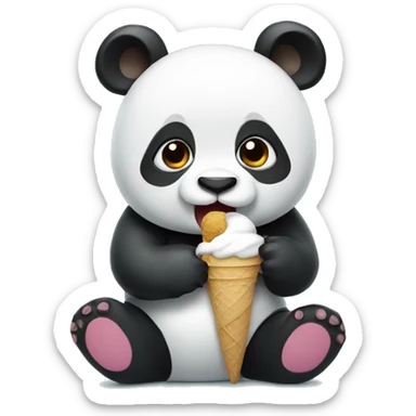 Panda eating ice cream sticker