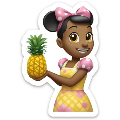 Minnie mouse eating a pineapple sticker