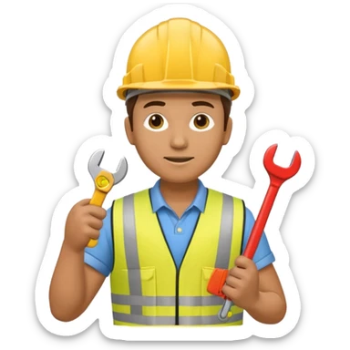 Construction worker in yellow hard hat and vest sticker