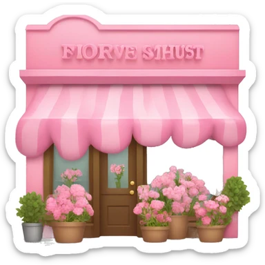 pink flower shop sticker