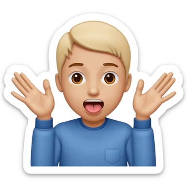 Tongue out with hands to the side, moving motions on sides of head sticker