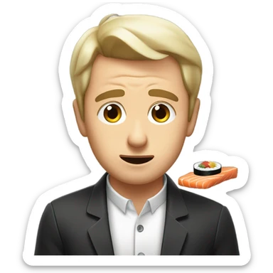 Guy saying wow to sushi sticker