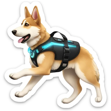 German shepherd husky fluffy ears and holographic harness running sticker