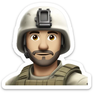 white skin. call of duty solider with a dumb look. Stupid. Himbo sticker