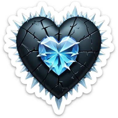 goth themed heart with crystal shards sticker