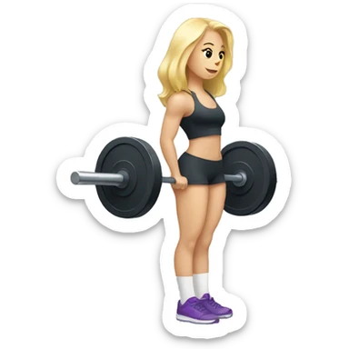 Blonde girl doing squats with barbell sticker