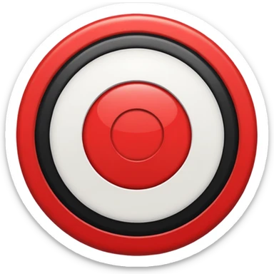 A black circle surrounded by a white circle surrounded by a red circle there should only be 3 rings - the black should be in the middle then white the red sticker