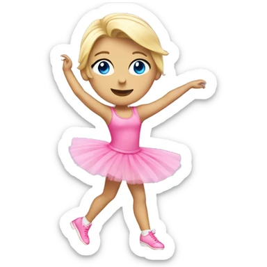 Blonde girl With blue eyes dancing in a pink tutu sticker