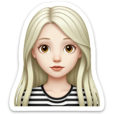 Pale girl with long striped hair  sticker