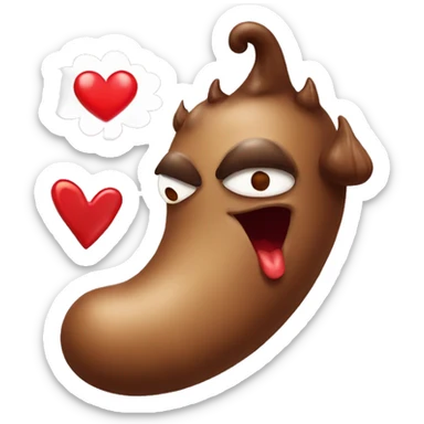 Poop that makes a kiss with a heart and with devil horns sticker