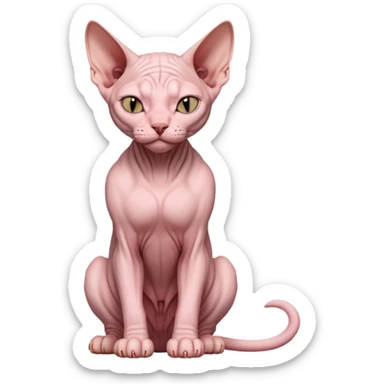 sphynx cat full body sitting with eyes closed sticker