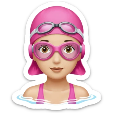 woman pink swim cap goggles sticker