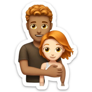 Brunette guy with ginger girl hugging sticker