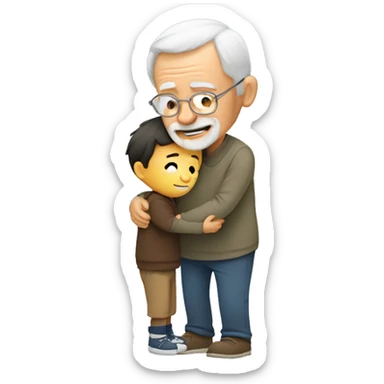 Grandfather huggings with a boy sticker