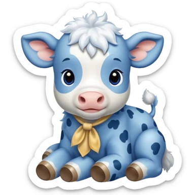 Vaca tierna azul sticker