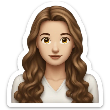 23 years old white and beautiful woman with a long brown hair sticker