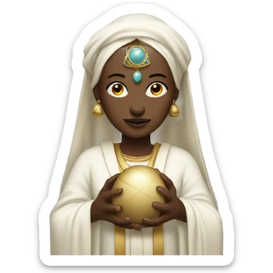 a priestess with a ball in her hands sticker