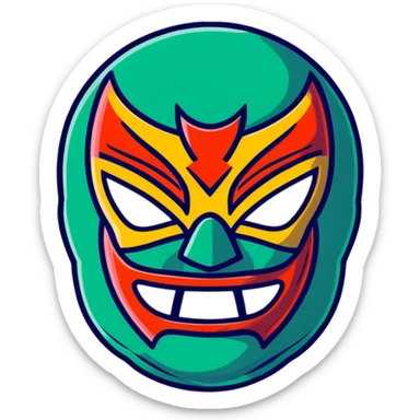sinister luchador mask with evil expression sticker
