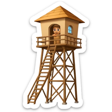 Man looking out of watchtower sticker