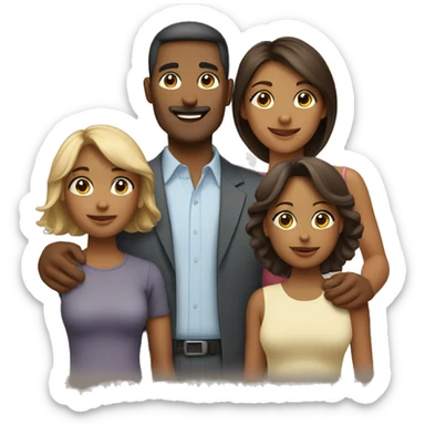 family with one daughter one wife and husband half body sticker