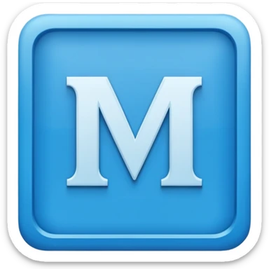 create capital letter "M" INSIDE THE BLUE COLOR SQUARE shape sticker