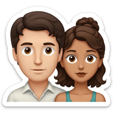 White man dark brown hair tall and shrt tan girl brown wavy hair couple  sticker