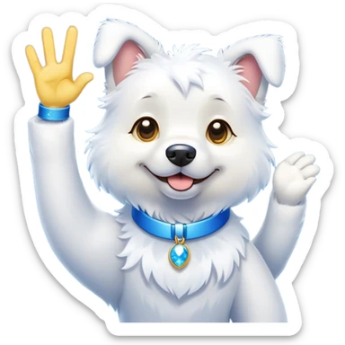 A proud cartoon dog giving a perfect OK hand gesture with sparkles all around sticker